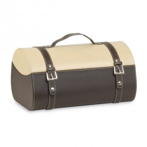 Leather case two-tone hazelnut for 2 bottles with 4 wine accessories