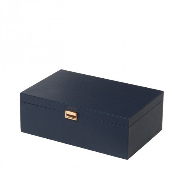 Wooden box for 2 bottles in blue leather