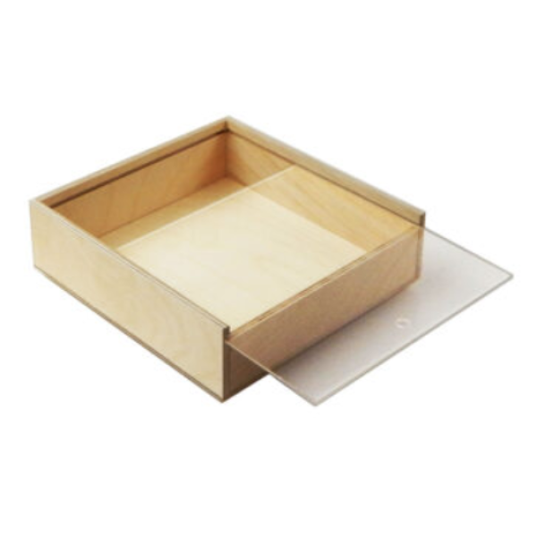 Wooden box with transparent sliding lid cm.19 x 18.2 x 4