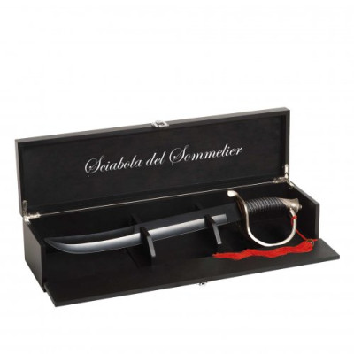Sommelier saber in black showing box 