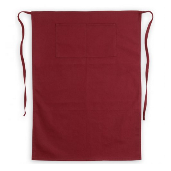Burgundy bar apron 90x65 cm long with front pocket