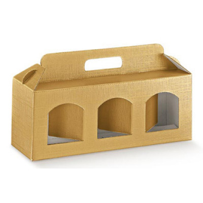 Jar boxes 3 windows 300 gr. gold cardboard 190x60x120 mm 10 pcs