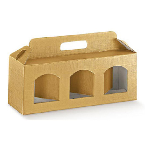 Jar boxes 3 windows 400 gr. gold cardboard 190x60x150 mm 10 pcs
