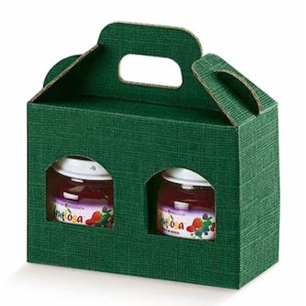 Jar boxes  2 places green cardboard 130x60x90 mm. 10 Pieces