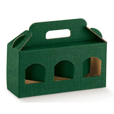 Jar boxes 3 windows 250 gr. green cardboard 190x60x90 mm 10 pcs
