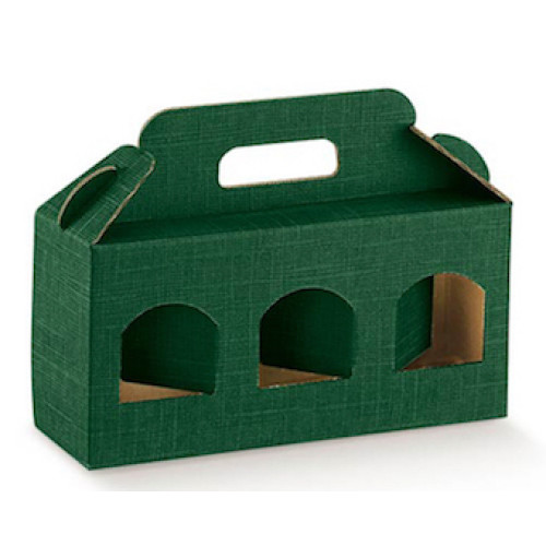 Jar boxes 3 windows 250 gr. green cardboard 190x60x90 mm 10 pcs