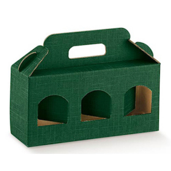 Jar boxes 3 windows 250 gr. green cardboard 190x60x90 mm 10 pcs
