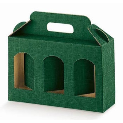 Jar boxes 3 windows green cardboard 250x60x150 mm 10 pcs