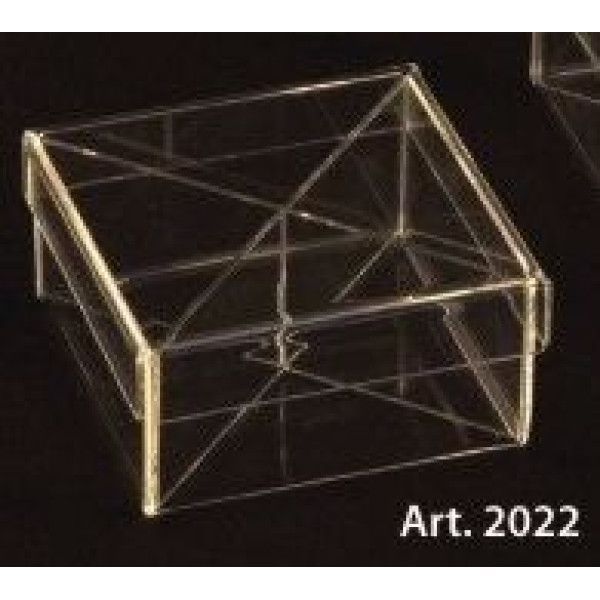 PLEXIGLASS SQUARE candy box with lid and dividers - 6 Pcs. - mm. 100x100x50