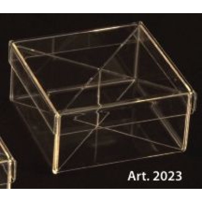 PLEXIGLAS SQUARE candy box with lid and dividers - 6 Pcs. - mm. 120x120x60