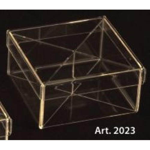 PLEXIGLAS SQUARE candy box with lid and dividers - 6 Pcs. - mm. 120x120x60