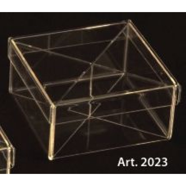 PLEXIGLAS SQUARE candy box with lid and dividers - 6 Pcs. - mm. 120x120x60