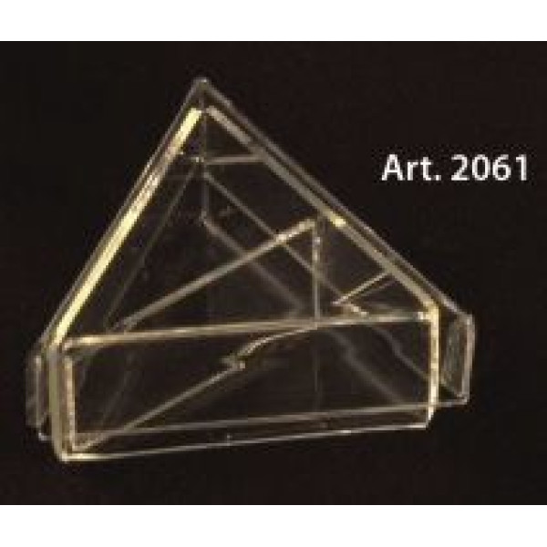 PLEXIGLASS triangular candy box with lid and dividers - 6 Pcs. -  70 mm. height 30 mm