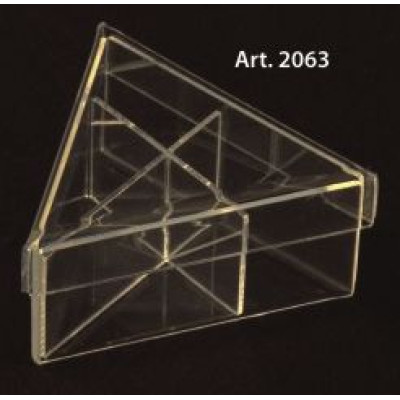 PLEXIGLAS BOX triangular with lid and dividers - 6 Pcs. - 100 mm. height 50 mm