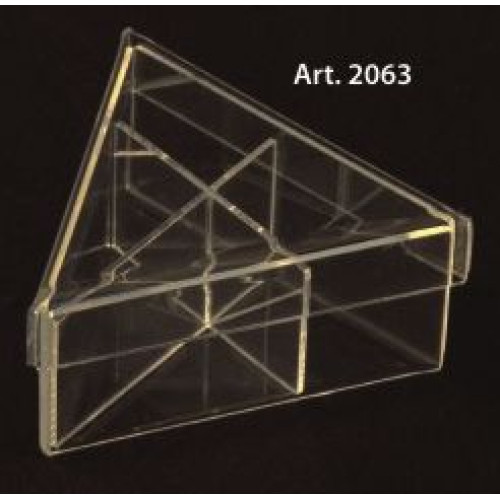 PLEXIGLAS BOX triangular with lid and dividers - 6 Pcs. - 100 mm. height 50 mm
