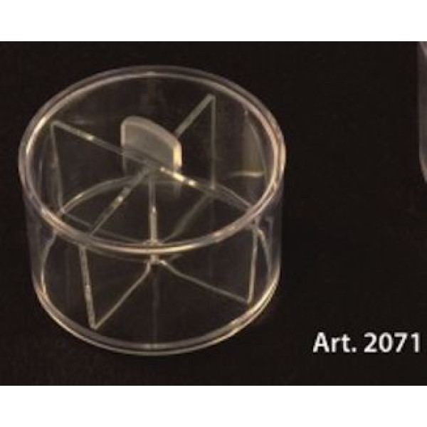 PLEXIGLASS round candy box with lid and dividers - 5 Pcs. - diameter 80 mm height 45 mm