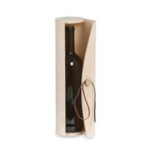 Cylindrical bottle wood case with leather string for Bordolese cm.32x8