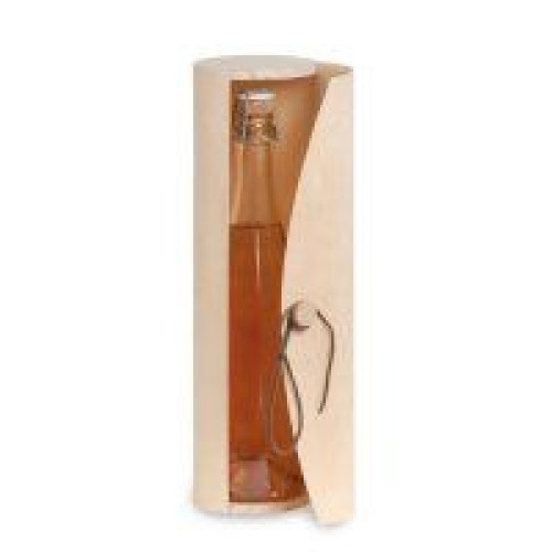 Cylindrical wooden bottle case with leather string for Champagnotta cm.34,5 x 9,30