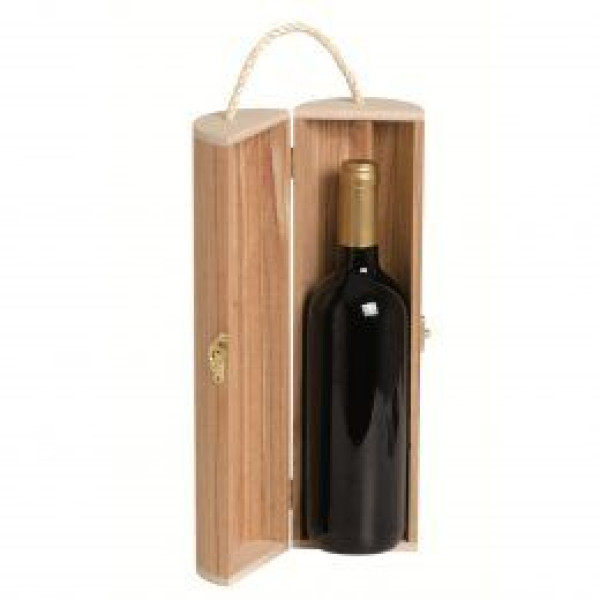 Cylindrical wooden box for 1 bottle 0.75 BORDOLESE with handle cord - cm.32,5x7,3