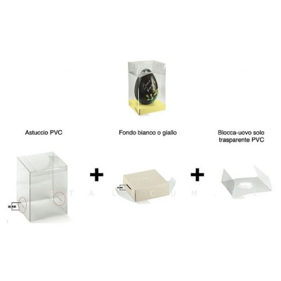 Clear box for Easter egg mm.150x150x300 with WHITE raised cardboard floor and egg block sistem - PZ.10