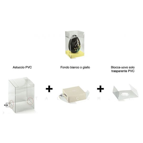Clear box for Easter egg mm.150x150x300 with WHITE raised cardboard floor and egg block sistem - 100 Pcs. 10% Discount