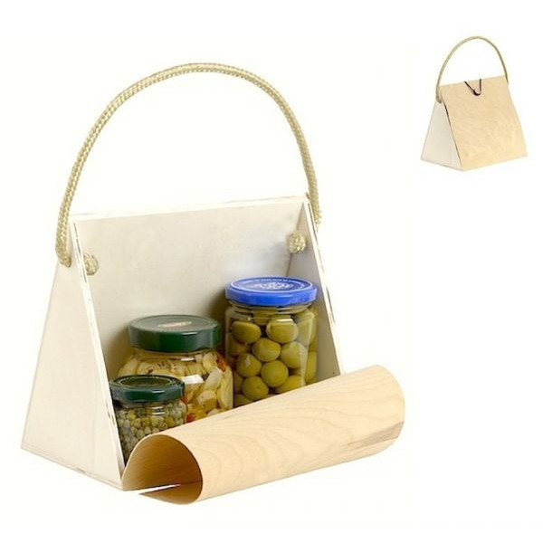 Triangle shaped wood case with rope handle - 20 Pcs. 10% Discount