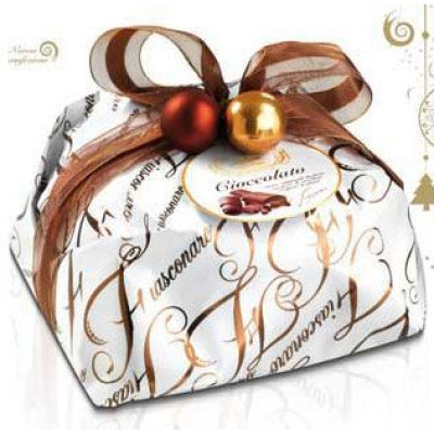 Sicilian cake PANETTONE CIOCCOLATO with chocolate drops and choco-glaze - 35,28 Oz.