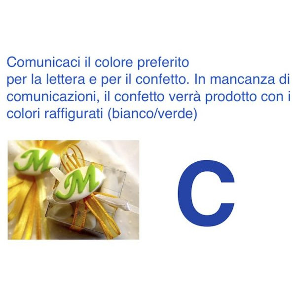 Decorated italian Chocolate Confetti candy favor - C - LETTER - 10 Pcs.