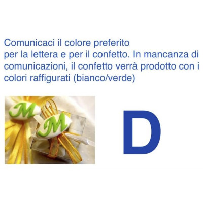 Decorated italian Chocolate Confetti candy favor - D - LETTER - 10 Pcs.