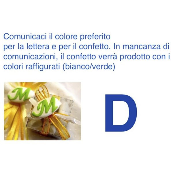 Decorated italian Chocolate Confetti candy favor - D - LETTER - 10 Pcs.