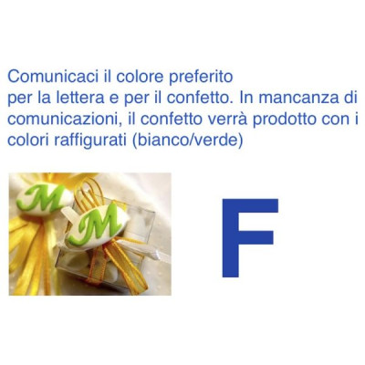 Decorated italian Chocolate Confetti candy favor - F - LETTER - 10 Pcs.
