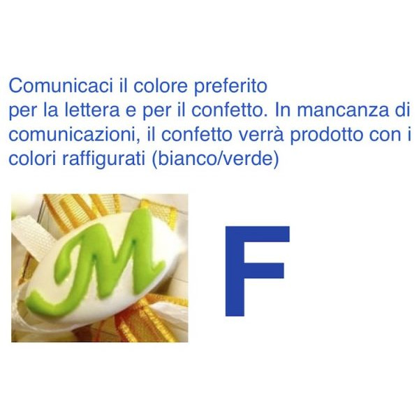 Decorated italian Chocolate Confetti candy favor - F - LETTER - 50 Pcs. 10% Discount