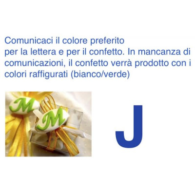 Decorated italian Chocolate Confetti candy favor - J - LETTER - 10 Pcs.