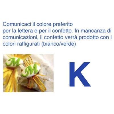 Decorated italian Chocolate Confetti candy favor - K - LETTER - 10 Pcs.