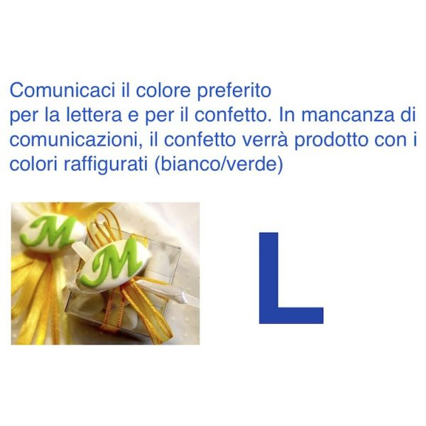 Decorated italian Chocolate Confetti candy favor - L - LETTER - 10 Pcs.