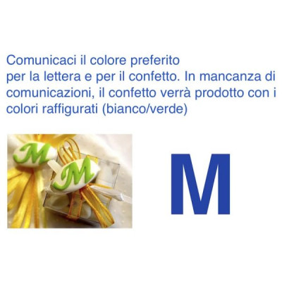 Decorated italian Chocolate Confetti candy favor - M - LETTER - 10 Pcs.