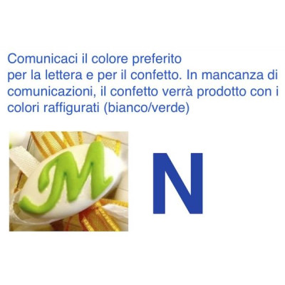 Decorated italian Chocolate Confetti candy favor - N - LETTER - 50 Pcs. 10% Discount