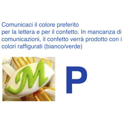 Decorated italian Chocolate Confetti candy favor - P - LETTER - 50 Pcs. 10% Discount