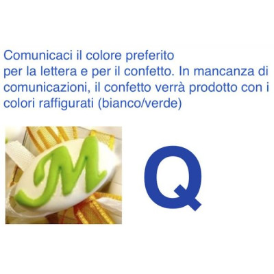 Decorated italian Chocolate Confetti candy favor - Q - LETTER - 50 Pcs. 10% Discount