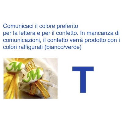 Decorated italian Chocolate Confetti candy favor - T - LETTER - 10 Pcs.