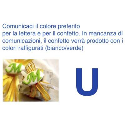 Decorated italian Chocolate Confetti candy favor - U - LETTER - 10 Pcs.