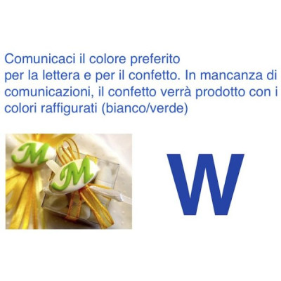 Decorated italian Chocolate Confetti candy favor - W - LETTER - 10 Pcs.