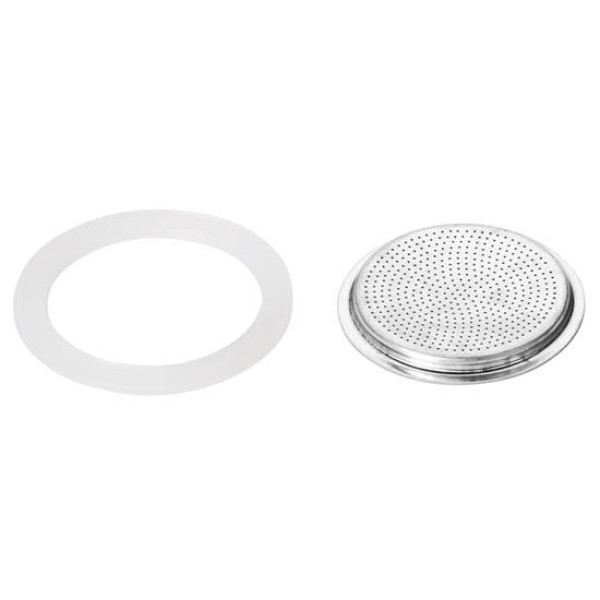 Spare parts for 2 cups italian coffee maker Blister 1 filter + 2 silicon gasket (Tutù / Prestige / Cocò)