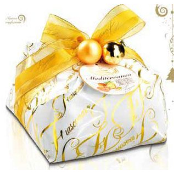 Sicilian cake PANETTONE MEDITERRANEO with candied apricots and sicilian pistachios - 35,28 Oz.