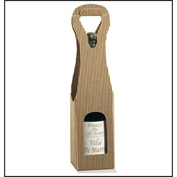 Bottle holder BAG for 1 bottle in waved Avana cardboard mm.90x90x410 - 10 Pcs.