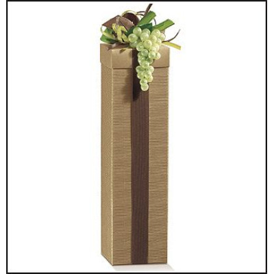 Bottle holder BOTTOM & COVER for 1 bottle in waved Avana cardboard mm.90x90x340 - 10 Pcs.