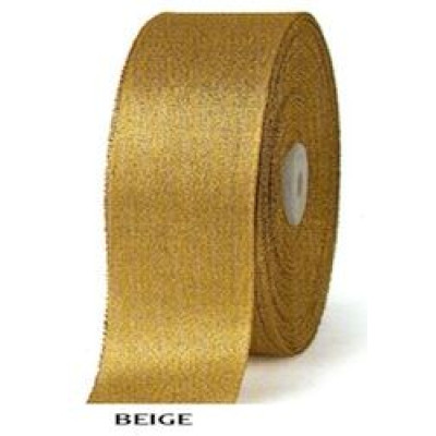 Beige satin ribbon with glitter - 38 mm wide roll 25 mt. long -