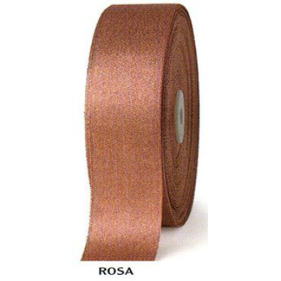 Satin dusty pink ribbon with glitter - 38 mm wide roll 25 mt. long -