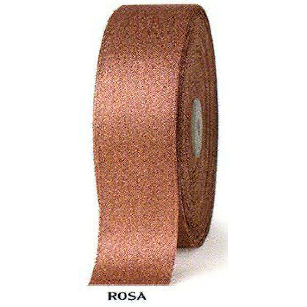 Satin dusty pink ribbon with glitter - 38 mm wide roll 25 mt. long -