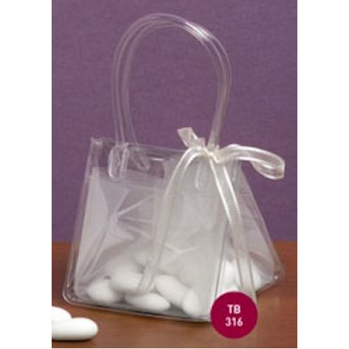 TRANSPARENT BAG PVC FOR CANDIES WITH HANDLES mm.100x40x70 - Package of 24 pieces